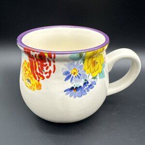 Pioneer Woman Pot Belly Mug Garden Meadow White QVC Exclusive Floral Coffee Tea